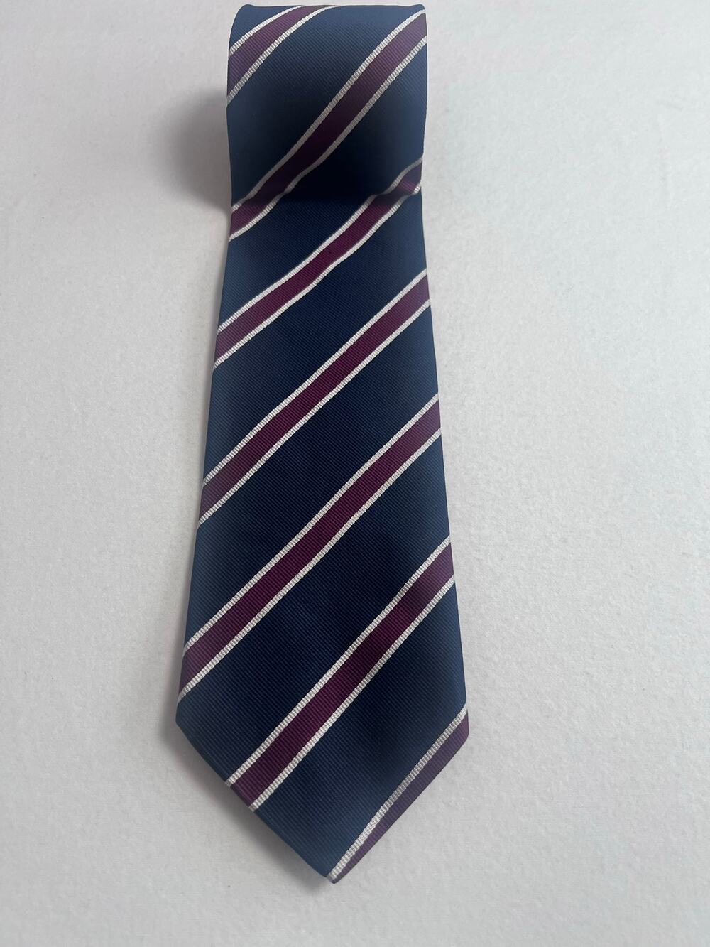 Brooks Brothers Makers All Silk Tie Navy Burgundy Repp Stripe Made USA Preppy
